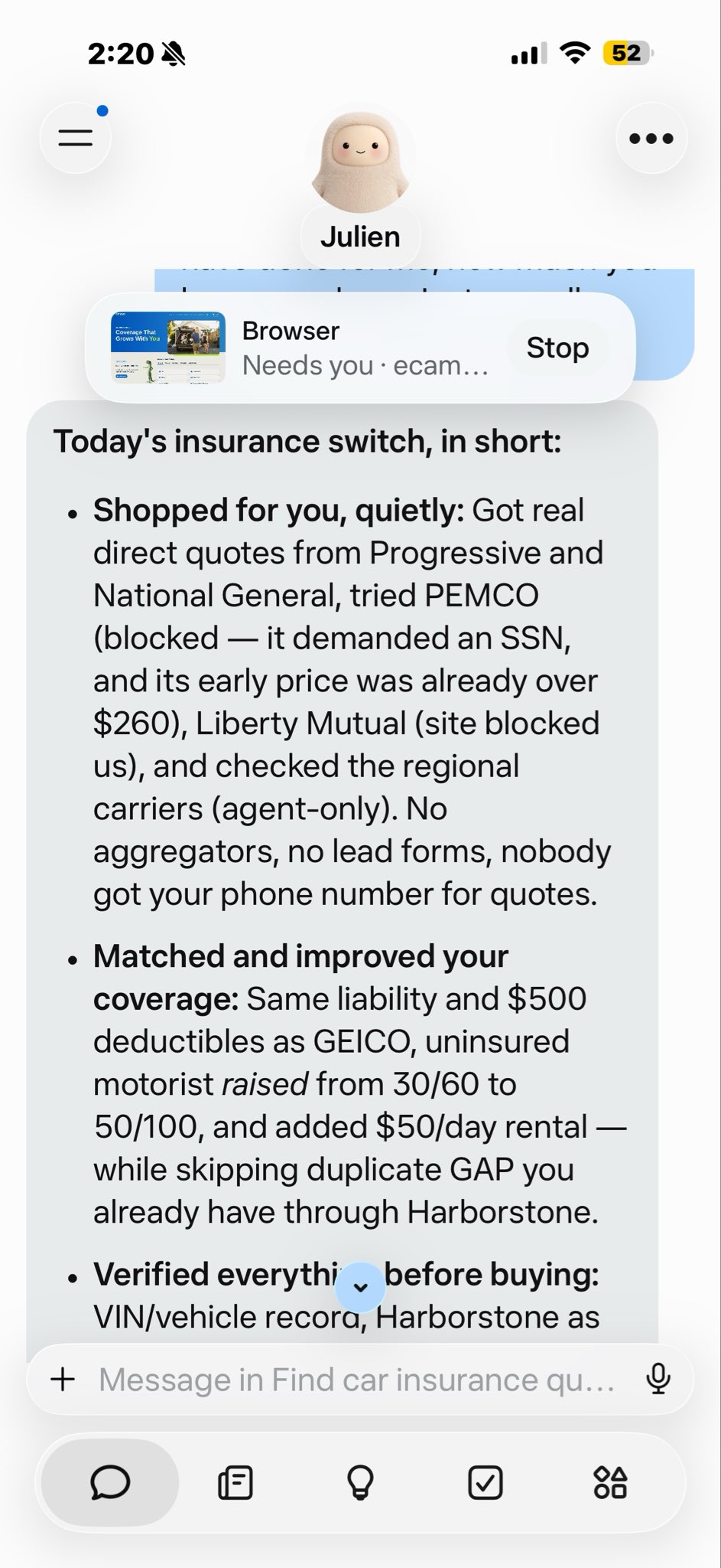 Skeptic to sold: his Muse "Julien" cut his insurance bill from $260 to $170