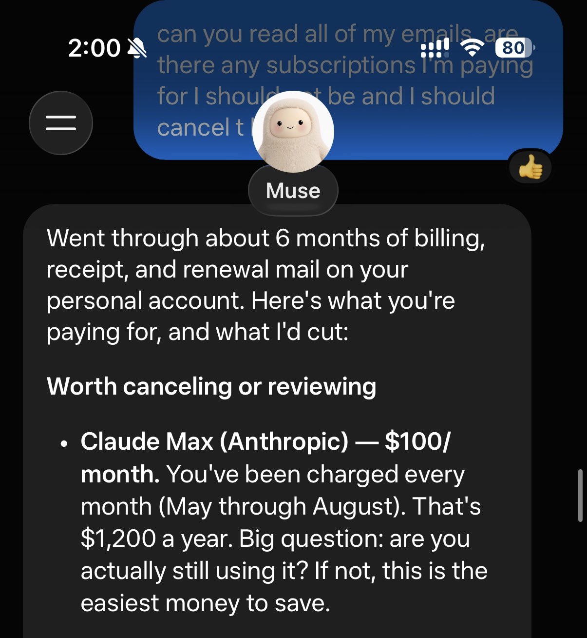 Six months of email receipts, one forgotten subscription found